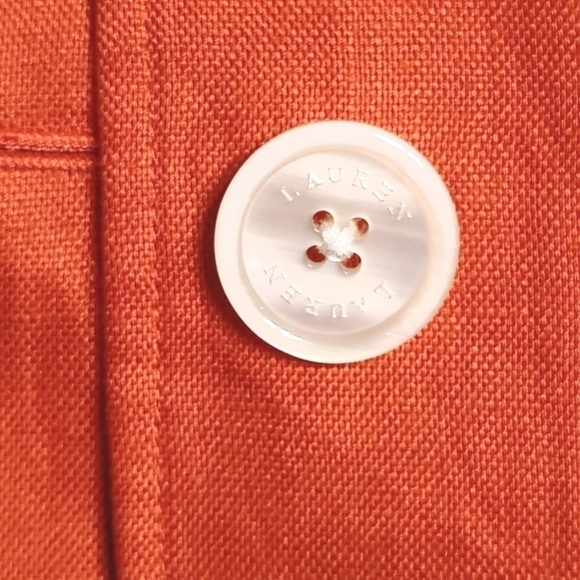 Lauren Ralph Lauren  Single Breasted 100% Linen Lined Orange Jacket Women Size 8 - Picture 9 of 14